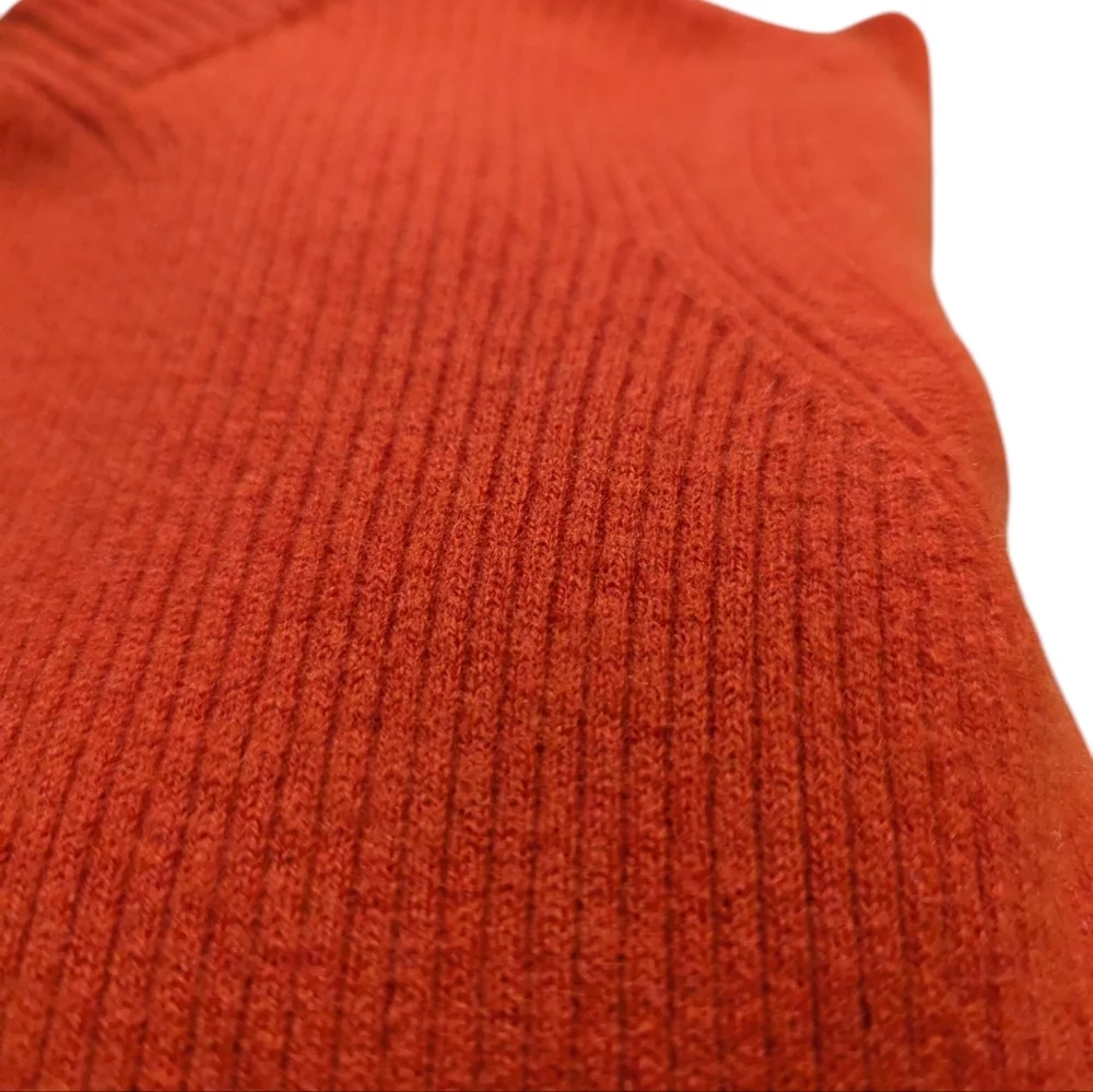 Tory Burch Bright Red Ribbed Peplum Crew Neck Sweater